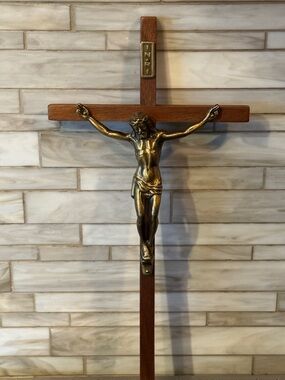 Vintage Bronze and Wood Crucifix